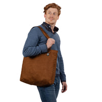 Copper Faux Suede & Denim Reversible Tote Bag - Made In USA