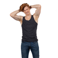 Solid Dark Grey Heather Tri-Blend Varsity Tank Top - Made In USA