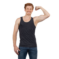 Solid Dark Grey Heather Tri-Blend Varsity Tank Top - Made In USA