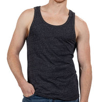 Solid Dark Grey Heather Tri-Blend Varsity Tank Top - Made In USA