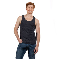 Solid Dark Grey Heather Tri-Blend Varsity Tank Top - Made In USA