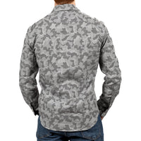 60% OFF AFTER CODE NEWFALL: "ARTHUR" - Tonal Grey Camouflage Brushed Cotton Shirt - Made In USA