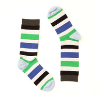 Grey, Royal Blue & Green Multi Stripe Socks