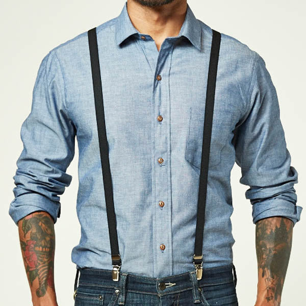 Black Elastic Suspenders
