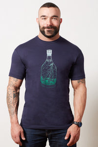 Navy Ship in a Bottle Gradient Print Tee