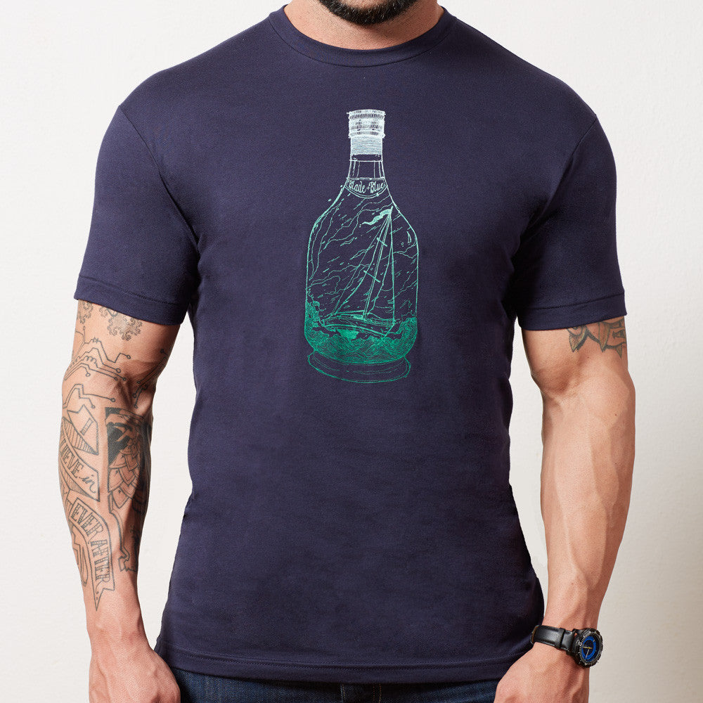 Navy Ship in a Bottle Gradient Print Tee