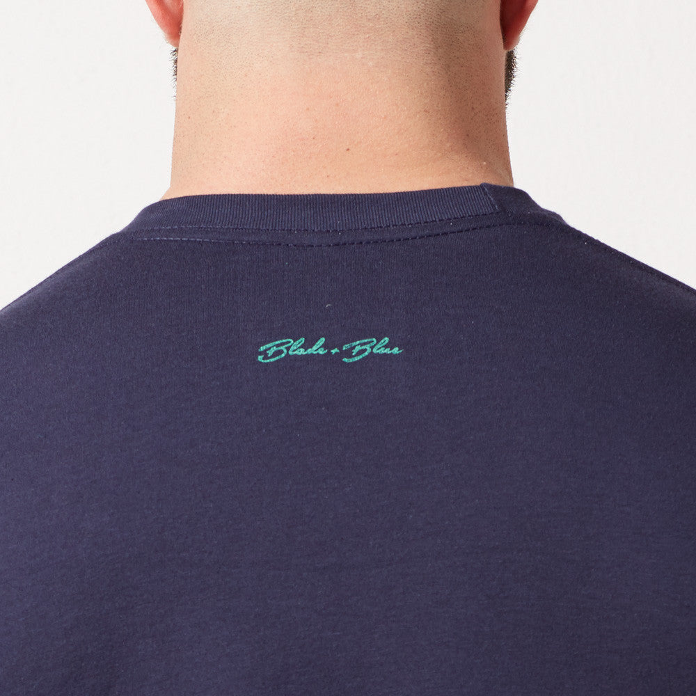 Navy Ship in a Bottle Gradient Print Tee