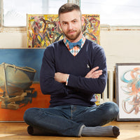 Navy Blue Fine Gauge Cotton V-Neck Sweater