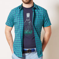 Navy Ship in a Bottle Gradient Print Tee
