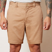 Khaki Cotton Stretch Twill Shorts