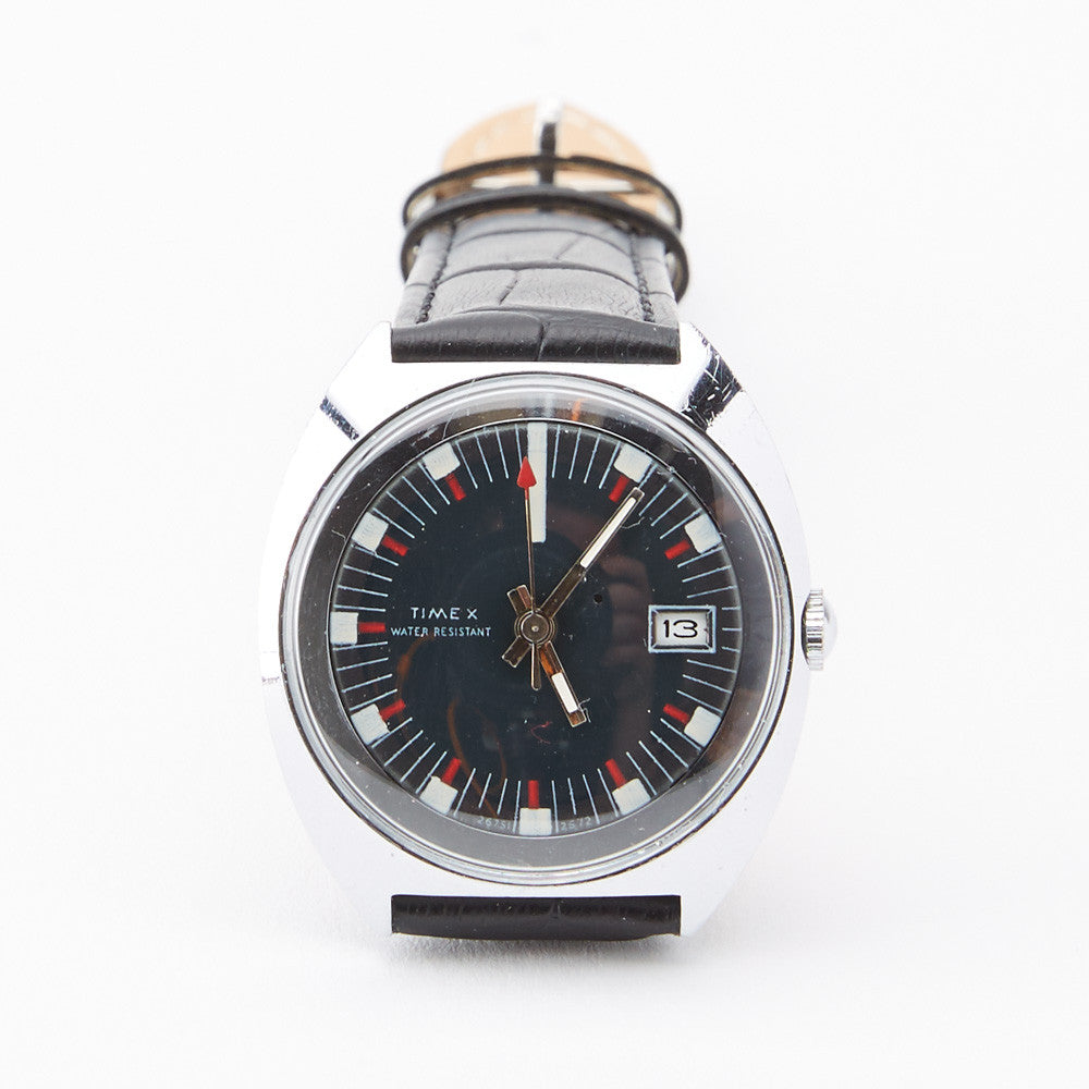 Vintage 1972 Timex Military Watch with Blue Dial