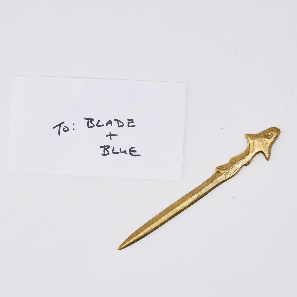 Vintage Brass Shark Letter Opener
