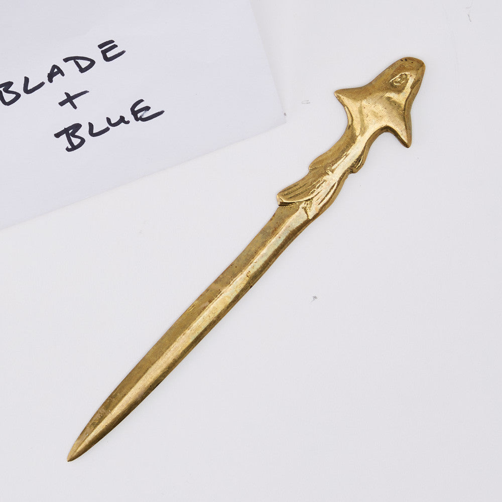 Vintage Brass Shark Letter Opener