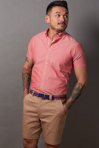 Khaki Cotton Stretch Twill Shorts