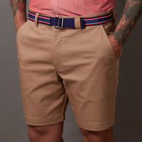 Khaki Cotton Stretch Twill Shorts