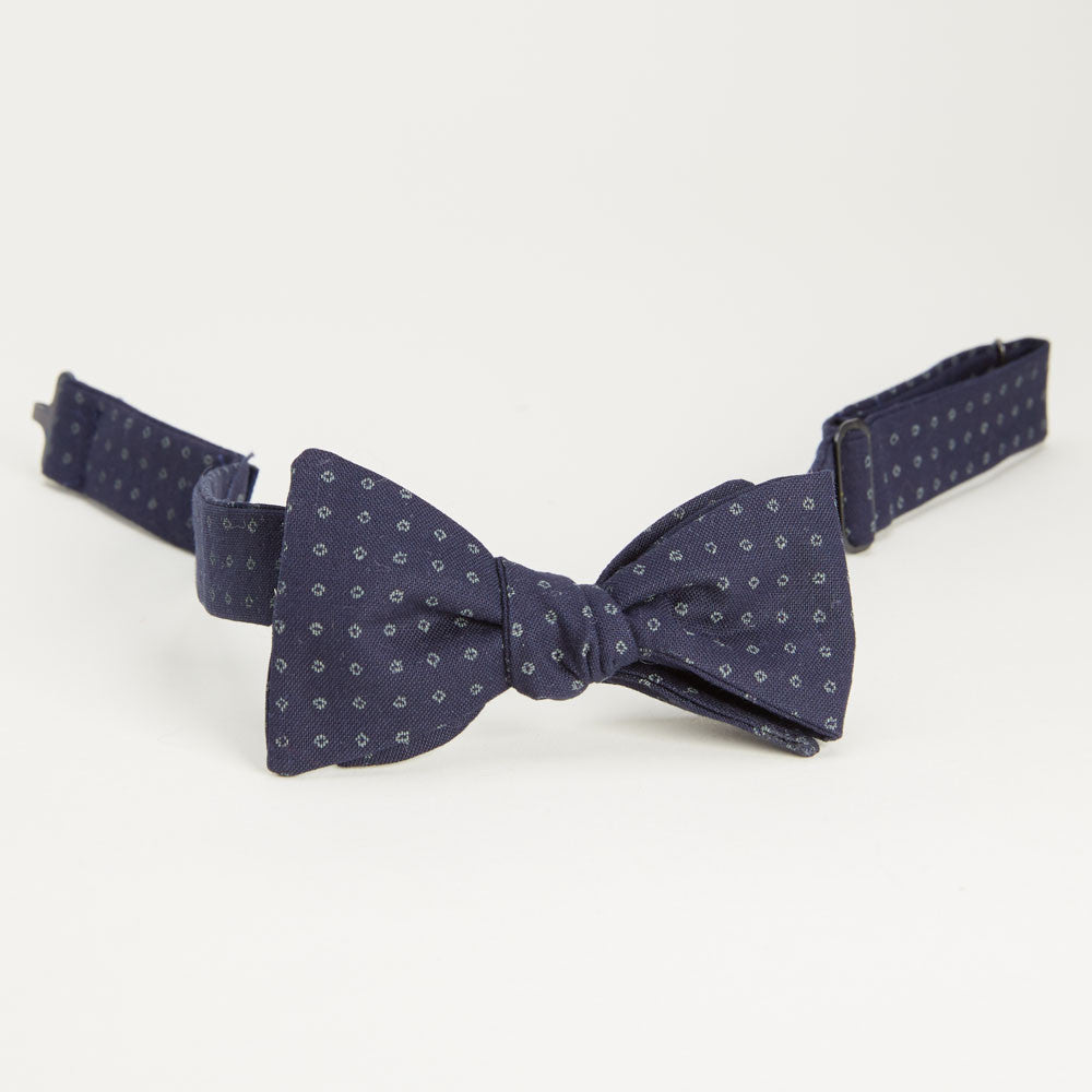 Navy Circle Print Bow Tie