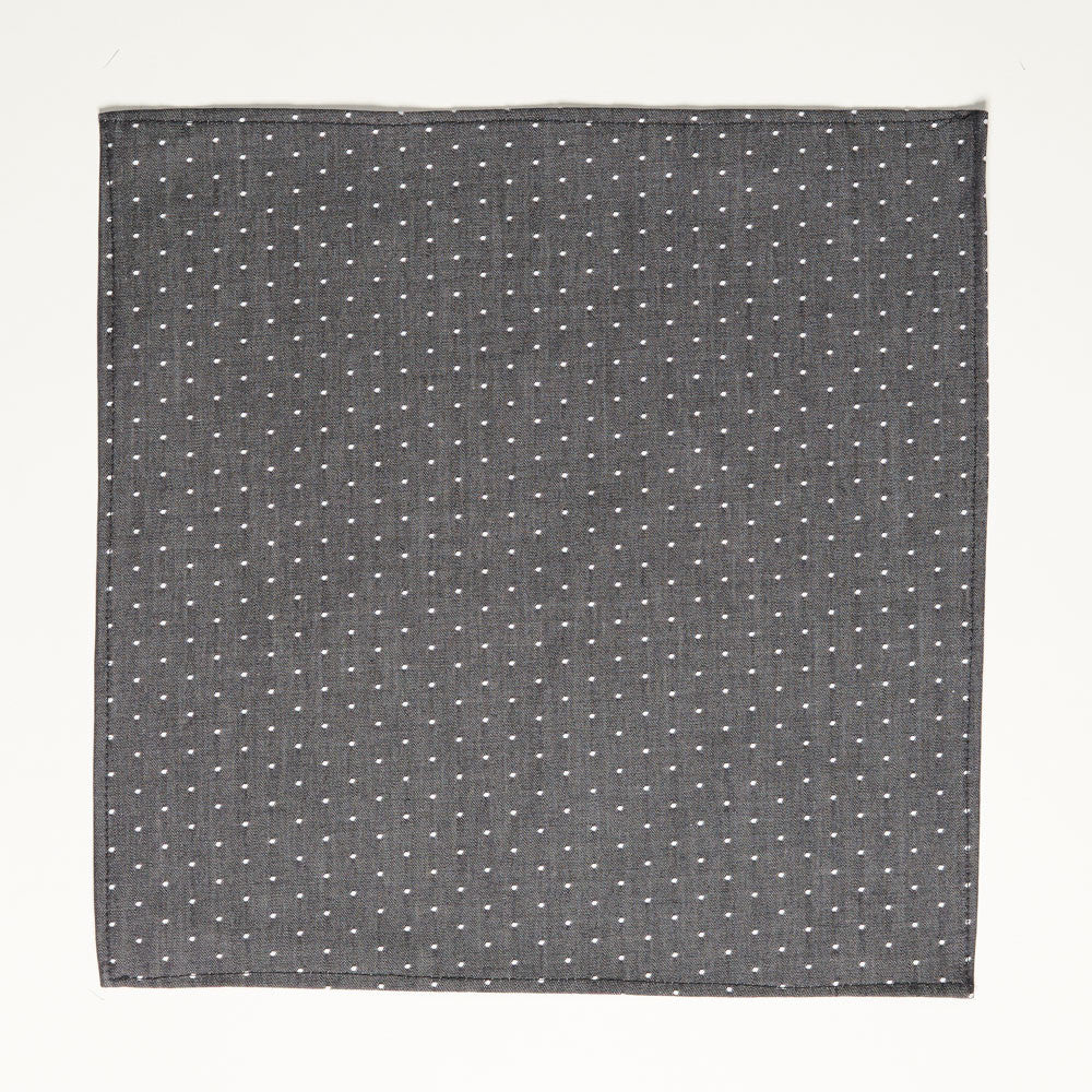 Charcoal Grey Chambray Polka Dot Pocket Square