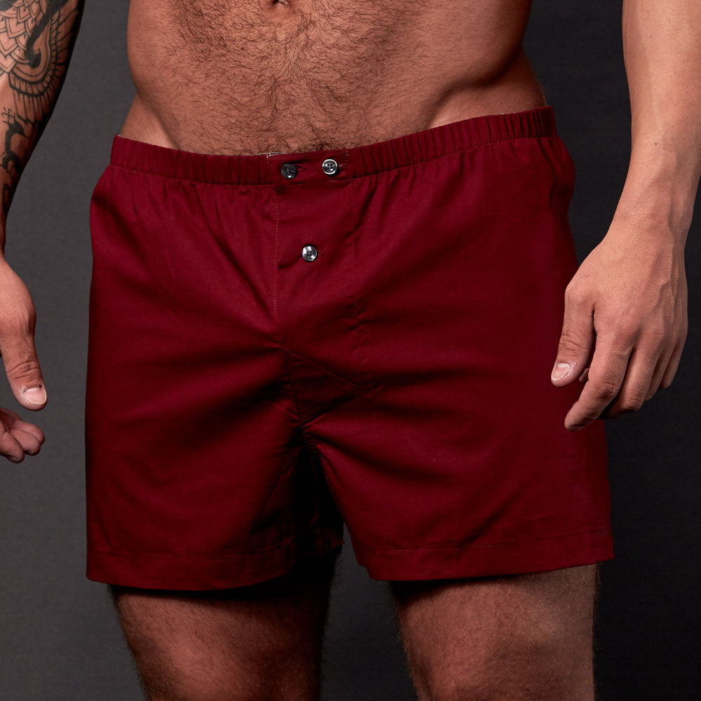 &quot;KARL&quot; - Solid Burgundy Slim-Cut Boxer Short - Made In USA