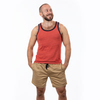 40% OFF AFTER CODE NEWFALL: Tomato Red & Navy Tri-Blend Varsity Tank Top - Made In USA