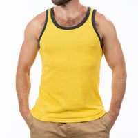 60% OFF AFTER CODE NEWFALL: Gold & Olive Tri-Blend Varsity Tank Top - Made In USA