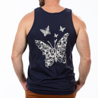 40% OFF AFTER CODE NEWFALL: Navy Blue Illustrated Butterfly Graphic Tank Top
