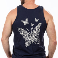 40% OFF AFTER CODE NEWFALL: Navy Blue Illustrated Butterfly Graphic Tank Top