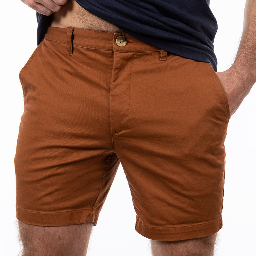 Copper Cotton Stretch Twill Shorts - Made In USA
