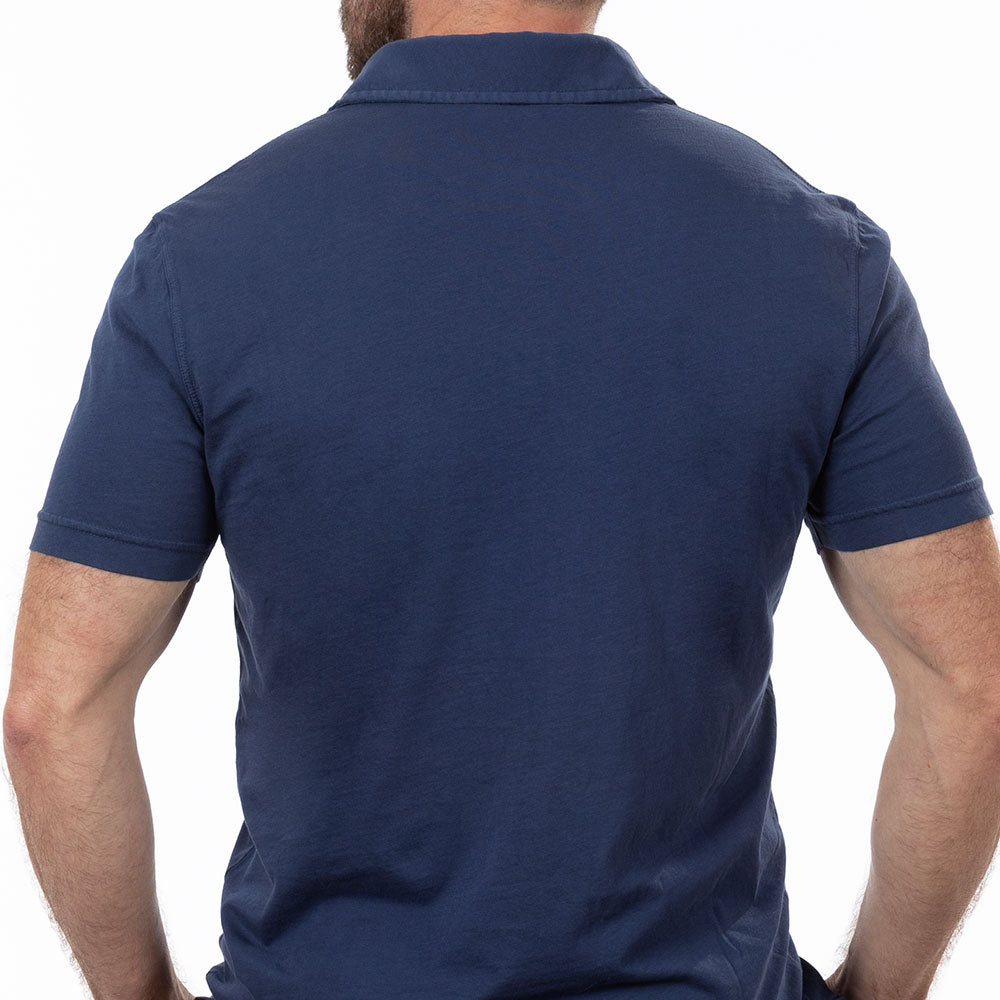 Navy Blue Cotton Jersey Polo