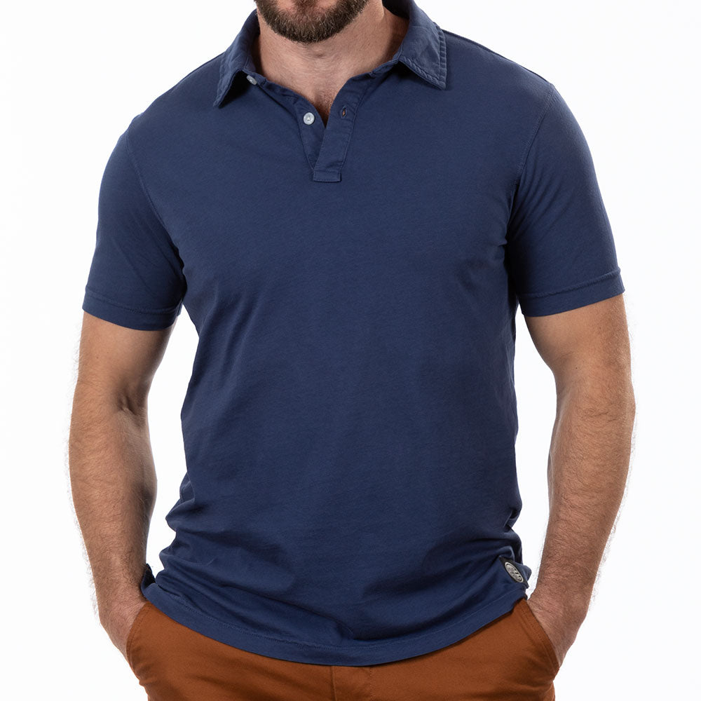 Navy Blue Cotton Jersey Polo
