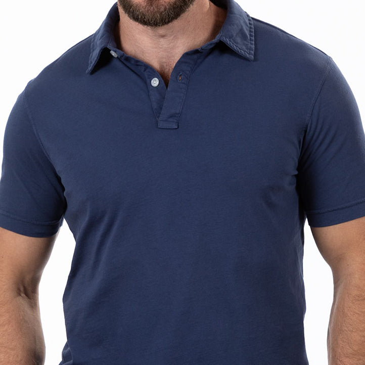 Navy Blue Cotton Jersey Polo