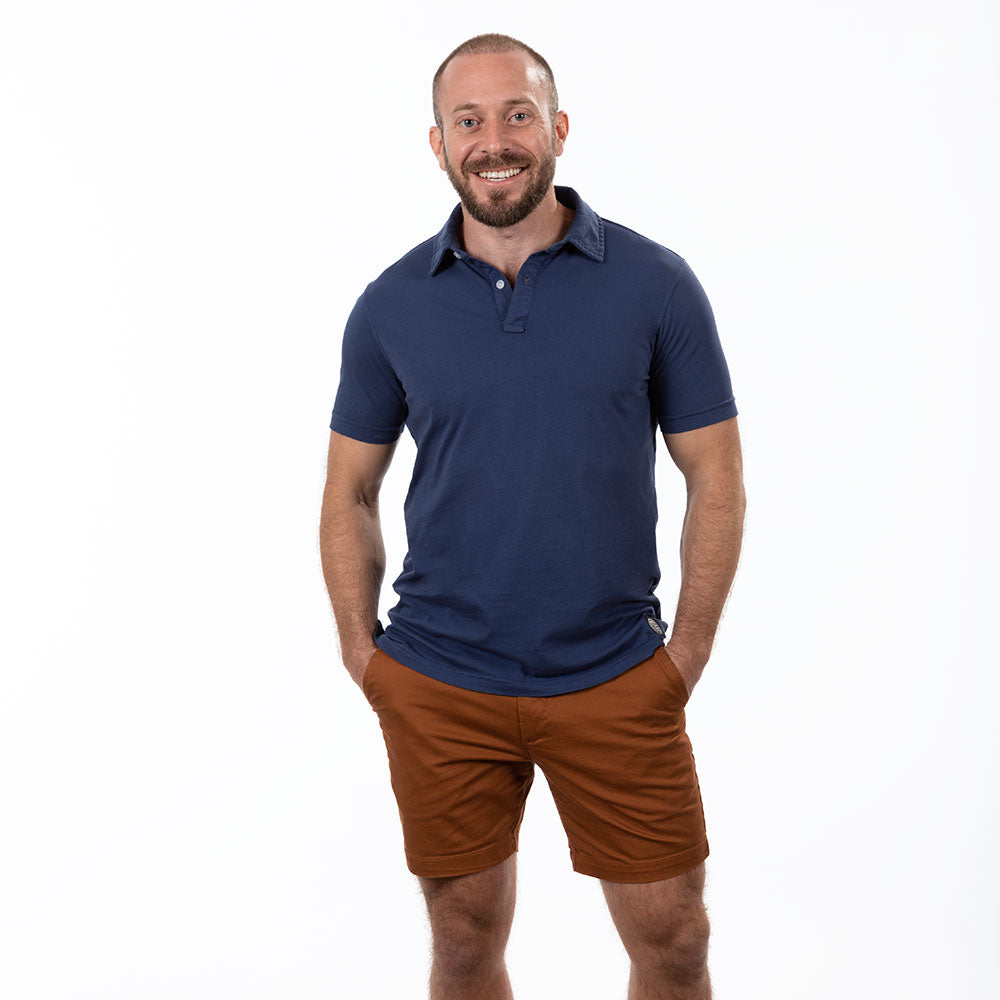 Navy Blue Cotton Jersey Polo