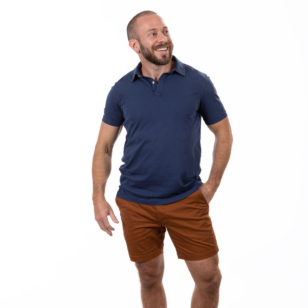 Navy Blue Cotton Jersey Polo