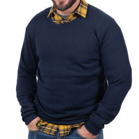 Solid True Navy Crewneck Classic Fleece Sweatshirt - Made in USA