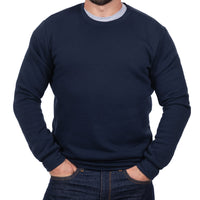 Solid True Navy Crewneck Classic Fleece Sweatshirt - Made in USA