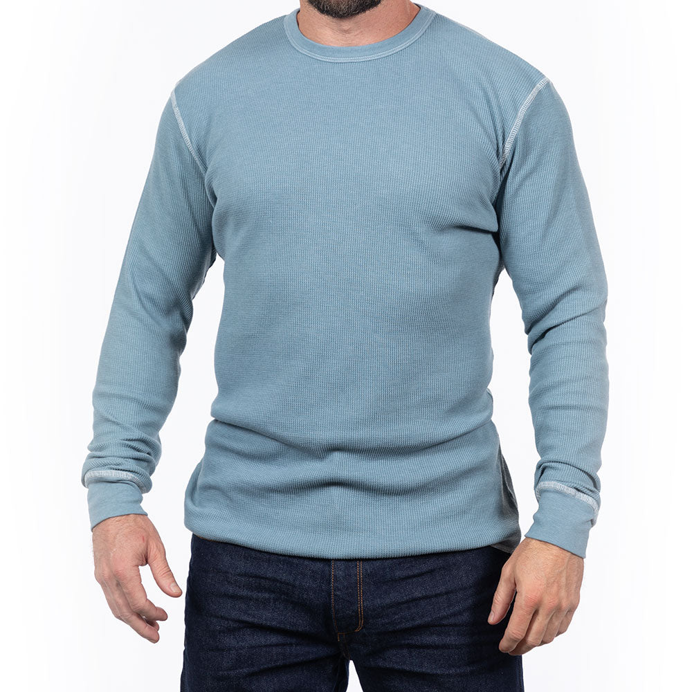 Mineral Blue Long Sleeve Baby Thermal Tee - Made in USA