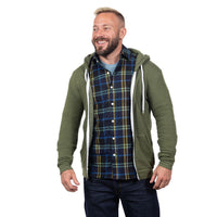 Army Green Heather Full Zip Hooded Fleece Sweatshirt - Made in USA