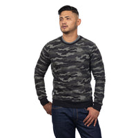 70% OFF AFTER CODE NEWFALL: Tonal Grey Camouflage Print Crewneck Classic Fleece Sweatshirt - Made in USA