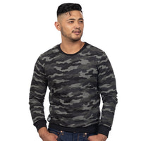 70% OFF AFTER CODE NEWFALL: Tonal Grey Camouflage Print Crewneck Classic Fleece Sweatshirt - Made in USA