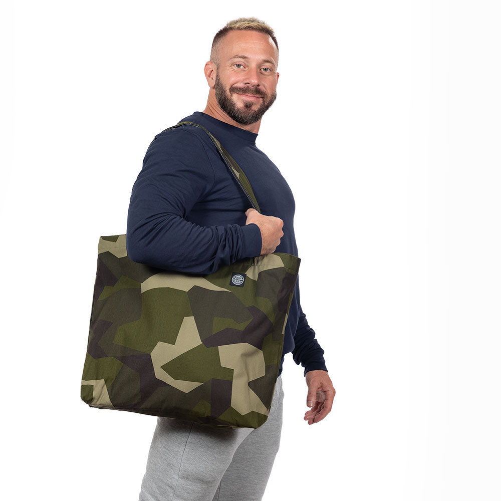 Puzzle Camo Print & Denim Reversible Tote Bag - Made In USA