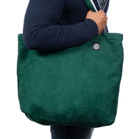 Hunter Green Faux Suede & Denim Reversible Tote Bag - Made In USA