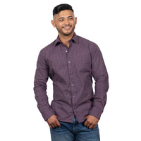 "FRANZ" - Purple Geometric Floral Traditional Japanese Print Shirt - Made In USA