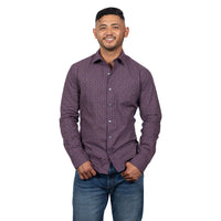 "FRANZ" - Purple Geometric Floral Traditional Japanese Print Shirt - Made In USA