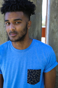 60% OFF AFTER CODE NEWFALL: Light Blue with Dragonflies Print Pocket Tee - Made In USA
