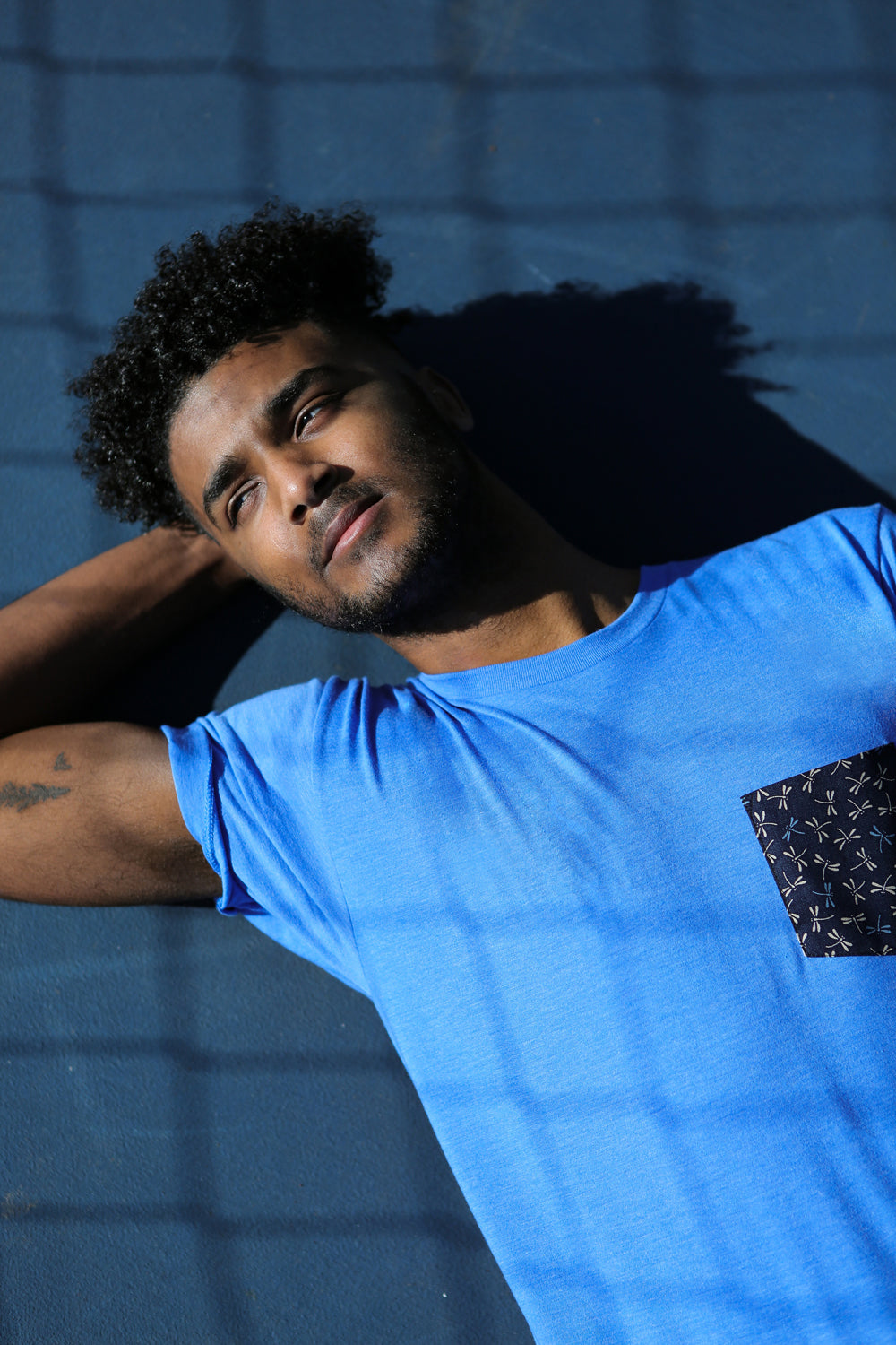 60% OFF AFTER CODE NEWFALL: Light Blue with Dragonflies Print Pocket Tee - Made In USA