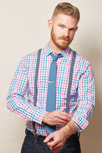 Faux Denim Skinny Elastic Suspenders