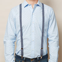 Faux Denim Skinny Elastic Suspenders