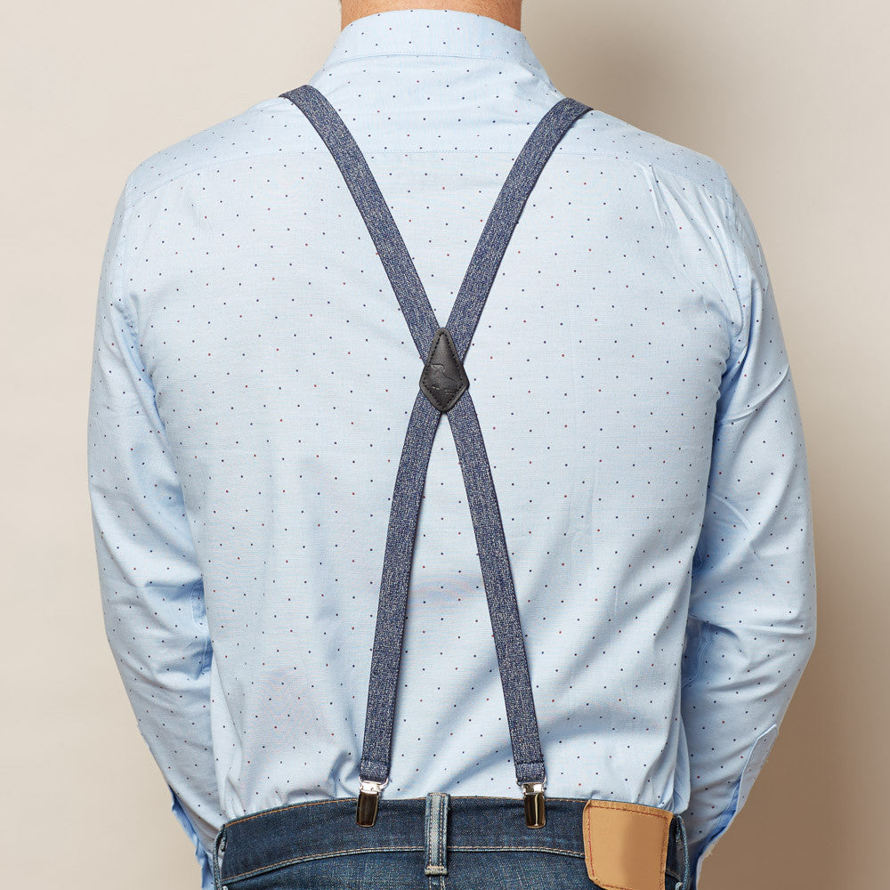 Faux Denim Skinny Elastic Suspenders