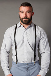 Skinny Black Leather Suspenders