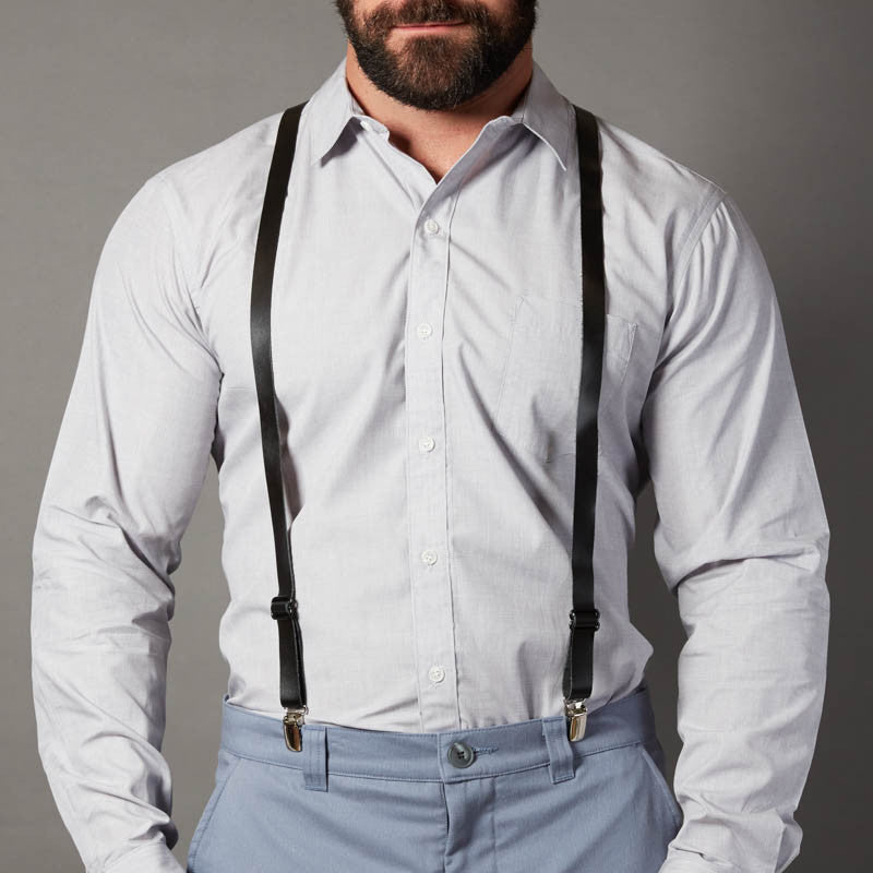 Black Leather Suspenders