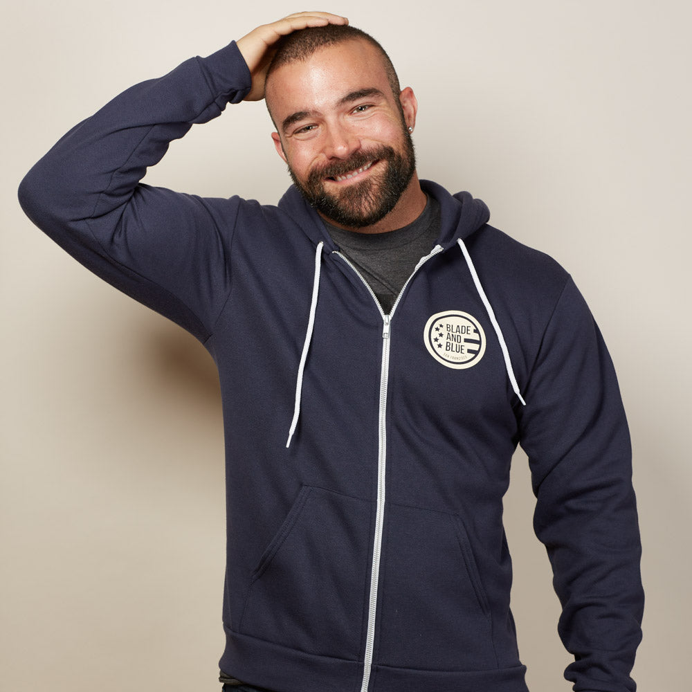 Navy Blade + Blue Crest Hoodie - Made In USA